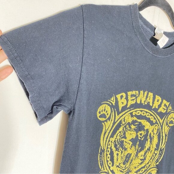 Gildan Black Gold Beware The Bear Jude Dawkins Graphic Tee T Shirt S - Picture 9 of 14